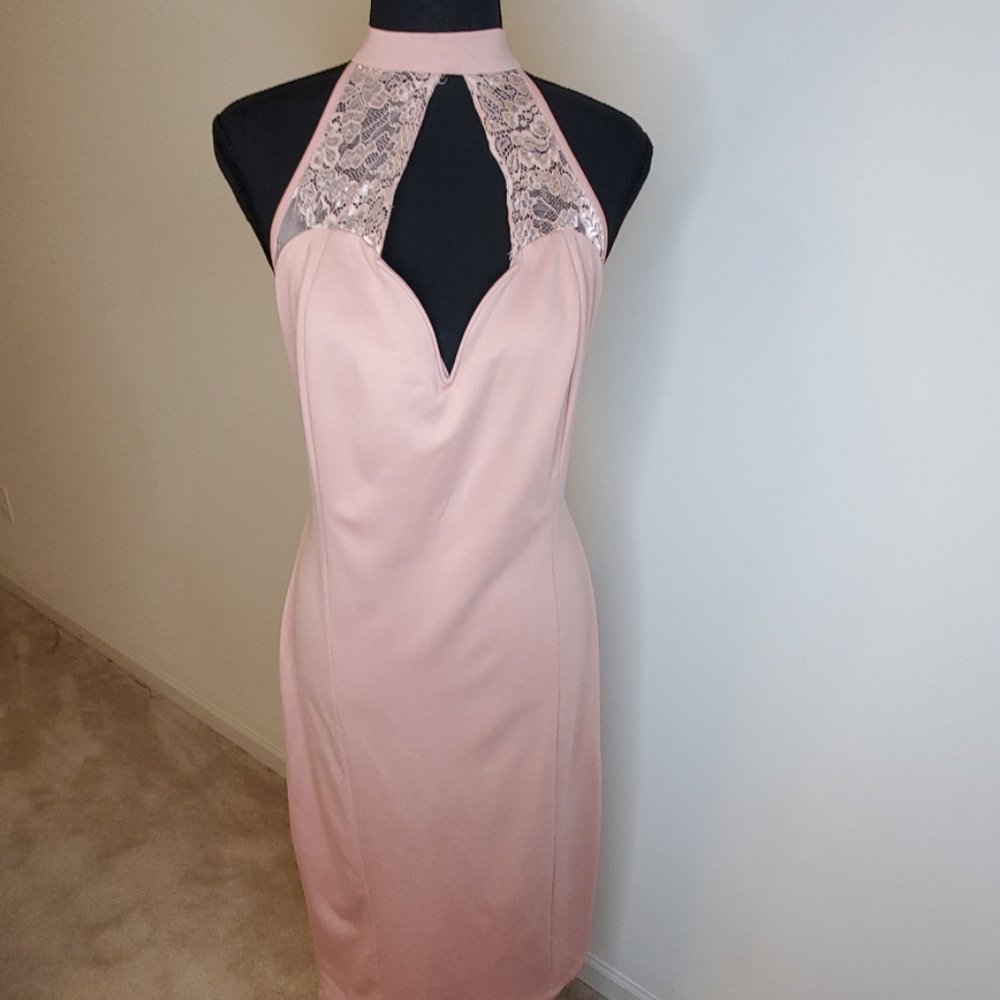 *NWT* Sweetheart shaped pink dress with mock neck